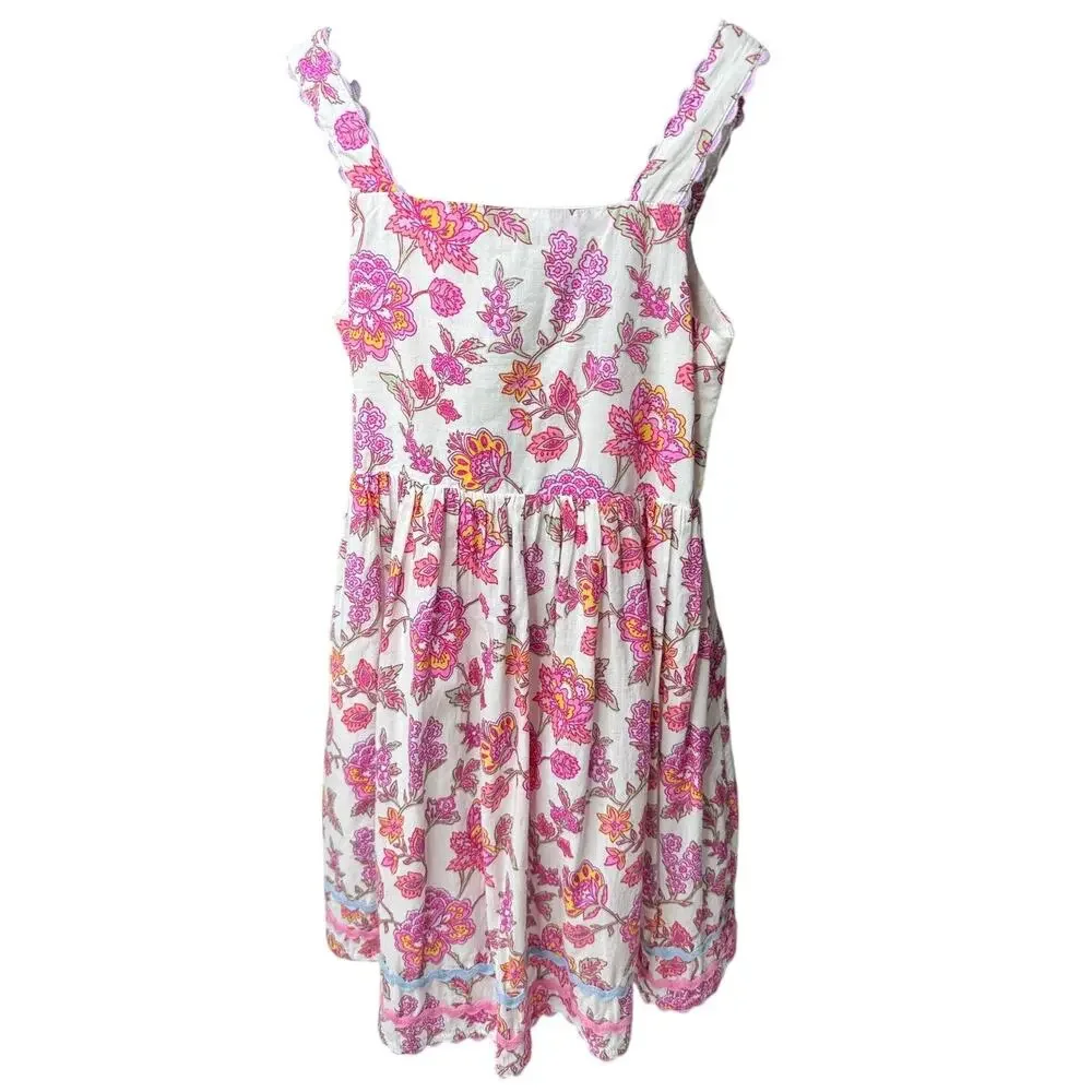 Cotton On Kids Pink Floral Bow-Back Dress Girls Size 6 Cottagecore